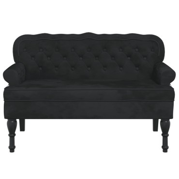 vidaXL Παγκάκι με Πλάτη Μαύρο 119,5x64,5x75cm Βελούδινο