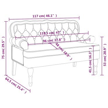 vidaXL Παγκάκι με Πλάτη Μαύρο 119,5x64,5x75cm Βελούδινο