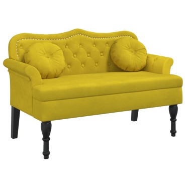 vidaXL Παγκάκι με Μαξιλάρια Κίτρινο 120,5x65x75cm Βελούδινο