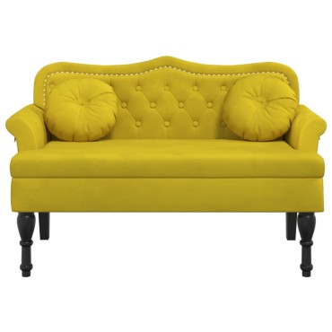 vidaXL Παγκάκι με Μαξιλάρια Κίτρινο 120,5x65x75cm Βελούδινο