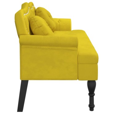 vidaXL Παγκάκι με Μαξιλάρια Κίτρινο 120,5x65x75cm Βελούδινο