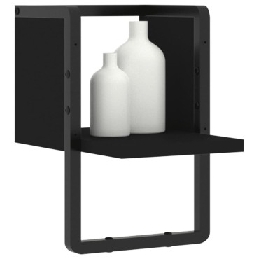 vidaXL Ράφι Τοίχου με Μπάρα Μαύρο 20x25x30cm 1 τεμ.