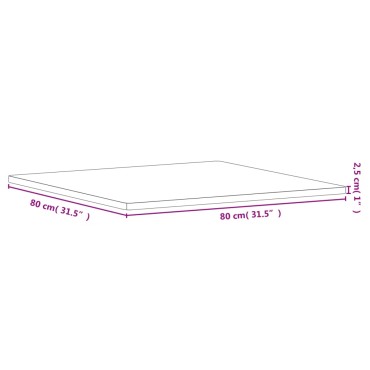 vidaXL Επιφάνεια Τραπεζιού Τετράγωνη 80x80x2,5cm Μασίφ Ξύλο Οξιάς 1 τεμ.