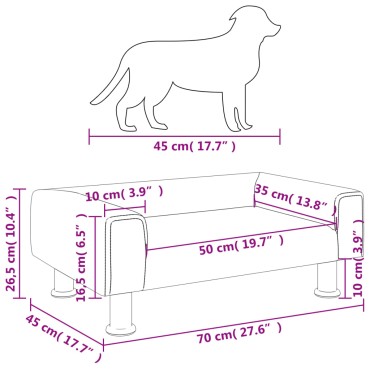 vidaXL Κρεβάτι Σκύλου Μαύρο 70 x 45 x 26.5 εκ. Βελούδινο