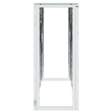 vidaXL Τραπέζι Κονσόλα Ασημί 110x30x70cm Ανοξείδωτο Ατσάλι και Γυαλί 1 τεμ.
