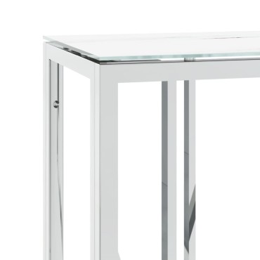 vidaXL Τραπέζι Κονσόλα Ασημί 110x30x70cm Ανοξείδωτο Ατσάλι και Γυαλί 1 τεμ.