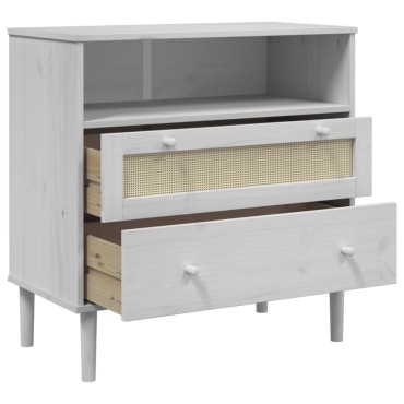 vidaXL Ντουλάπι SENJA Λευκό / Όψη Ρατάν 80x40x80cm Μασίφ Ξύλο Πεύκου 1 τεμ.