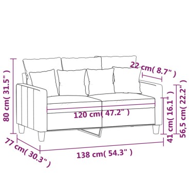 vidaXL Καναπές Διθέσιος Taupe Υφασμάτινος 138x77x80cm 1 τεμ.