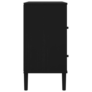vidaXL Μπουφές SENJA Μαύρο / Ρατάν 80x40x80cm Μασίφ Ξύλο Πεύκου 1 τεμ.