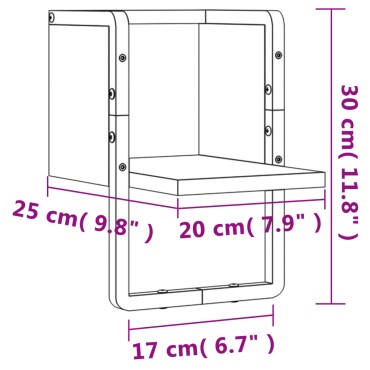 vidaXL Ράφι Τοίχου με Μπάρα Sonoma Δρυς 20x25x30cm 1 τεμ.