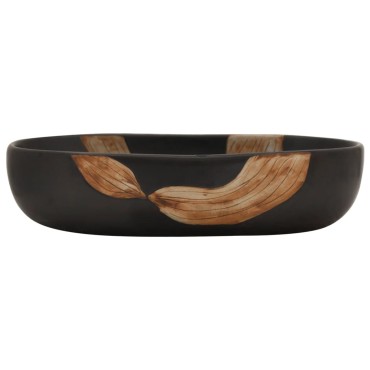 vidaXL Νιπτήρας Οβάλ Μαύρος 59x40x14 εκ. Κεραμικός