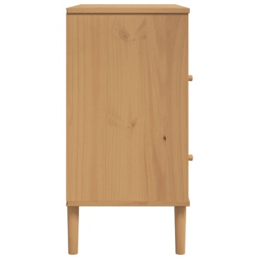 vidaXL Μπουφές SENJA Καφέ / Ρατάν 80x40x80cm Μασίφ Ξύλο Πεύκου 1 τεμ.