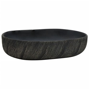 vidaXL Νιπτήρας Οβάλ Μαύρος 59x40x14 εκ. Κεραμικός