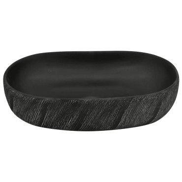 vidaXL Νιπτήρας Οβάλ Μαύρος 59x40x14 εκ. Κεραμικός