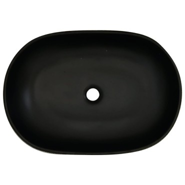 vidaXL Νιπτήρας Οβάλ Μαύρος 59x40x14 εκ. Κεραμικός
