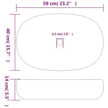 vidaXL Νιπτήρας Οβάλ Μαύρος 59x40x14 εκ. Κεραμικός