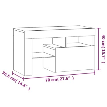 vidaXL Κομοδίνα 2 τεμ. με LED Λευκό 70x36,5x40cm