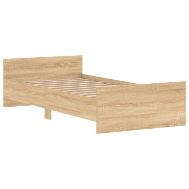 vidaXL Πλαίσιο Κρεβ. Χωρ. Στρώμα Sonoma Δρυς 90x200cm Επεξ. Ξύλο 1 τεμ. - Μονό
