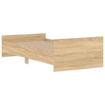 vidaXL Πλαίσιο Κρεβ. Χωρ. Στρώμα Sonoma Δρυς 90x200cm Επεξ. Ξύλο 1 τεμ. - Μονό