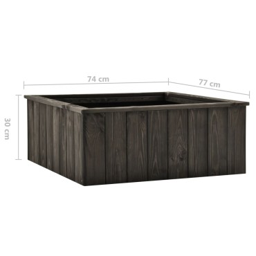 vidaXL Ζαρντινιέρα Υπερυψωμένη Σκ. Γκρι 74x77x30 εκ. Μασίφ Ξύλο Πεύκου