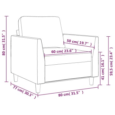 vidaXL Πολυθρόνα Κρεμ Συνθετικό δέρμα 80x77x80cm 1 τεμ. Γωνιακός