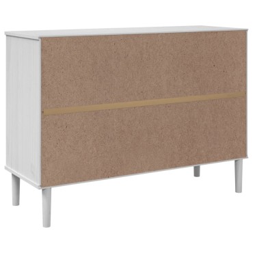 vidaXL Μπουφές SENJA Λευκό / Ρατάν 112x40x80cm Μασίφ Ξύλο Πεύκου 1 τεμ.