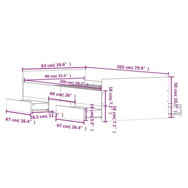 vidaXL Πλαίσιο Κρεβατιού με Κεφαλάρι & Ποδαρικό Μαύρο 90 x 200 εκ.
