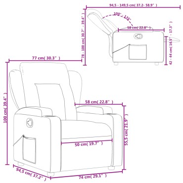 vidaXL Πολυθρόνα Ανακλινόμενη Taupe Υφασμάτινη 77x94,5x100cm 1 τεμ.