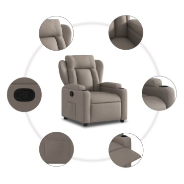 vidaXL Πολυθρόνα Ανακλινόμενη Taupe Υφασμάτινη 77x94,5x100cm 1 τεμ.
