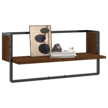 vidaXL Ράφι Τοίχου με Μπάρα Καφέ Δρυς 65x25x30cm 1 τεμ.