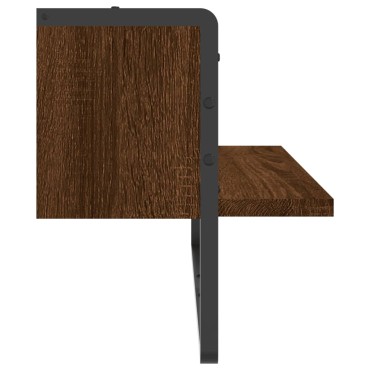 vidaXL Ράφι Τοίχου με Μπάρα Καφέ Δρυς 65x25x30cm 1 τεμ.