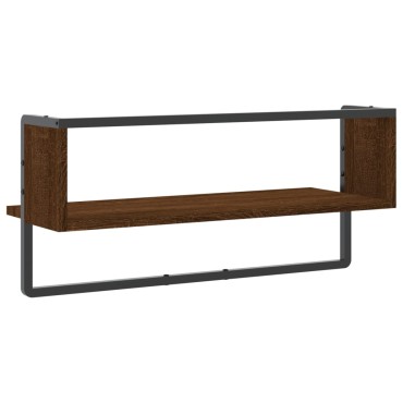 vidaXL Ράφι Τοίχου με Μπάρα Καφέ Δρυς 65x25x30cm 1 τεμ.