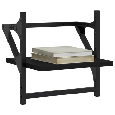 vidaXL Ράφια Τοίχου με Μπάρα 2 τεμ. Μαύρα 30x25x30cm