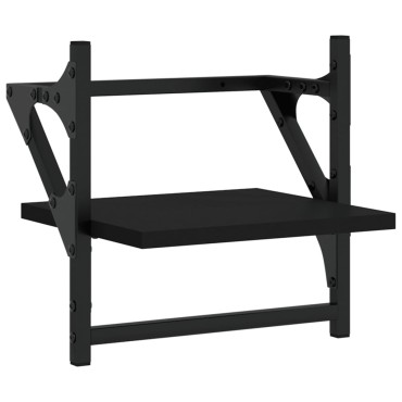 vidaXL Ράφια Τοίχου με Μπάρα 2 τεμ. Μαύρα 30x25x30cm
