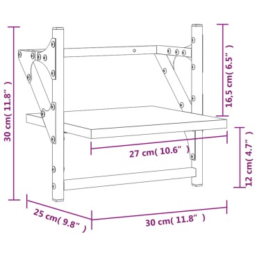 vidaXL Ράφια Τοίχου με Μπάρα 2 τεμ. Μαύρα 30x25x30cm