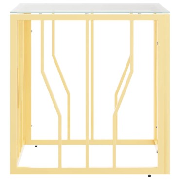 vidaXL Τραπέζι Σαλονιού Χρυσό 50x50x50cm Ανοξείδωτο Ατσάλι και Γυαλί 1 τεμ.