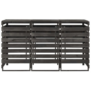 vidaXL Πλαίσιο Τριπλό για Κάδους 210x75x121 εκ. Βαμμένο Μασίφ Πεύκο