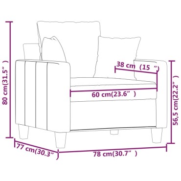 vidaXL Πολυθρόνα Σαλονιού Μπορντό Υφασμάτινη 78x77x80cm 1 τεμ. Γωνιακός