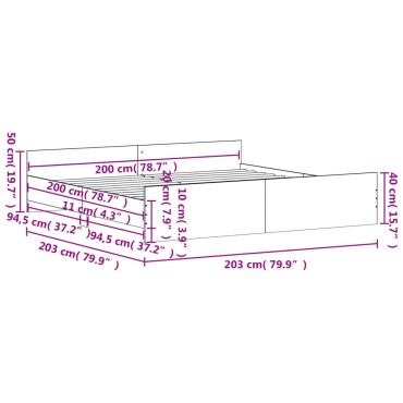 vidaXL Πλαίσιο Κρεβατιού με Κεφαλάρι & Ποδαρικό Μαύρο 200 x 200 εκ.
