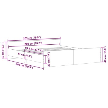 vidaXL Πλαίσιο Κρεβατιού με Κεφαλάρι & Ποδαρικό Μαύρο 200 x 200 εκ.