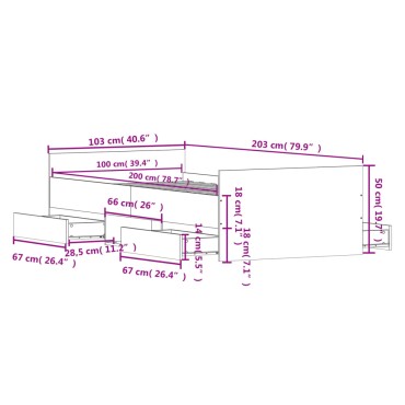 vidaXL Πλαίσιο Κρεβατιού με Κεφαλάρι & Ποδαρικό Μαύρο 100x200cm 1 τεμ. - Μονό