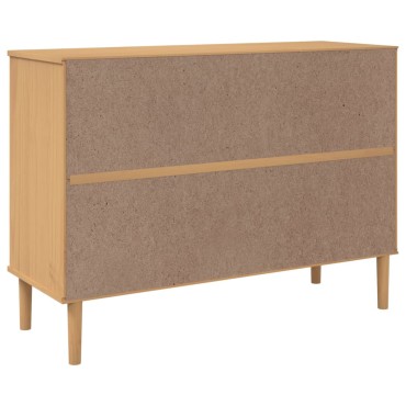 vidaXL Μπουφές SENJA Καφέ / Ρατάν 112x40x80cm Μασίφ Ξύλο Πεύκου 1 τεμ.