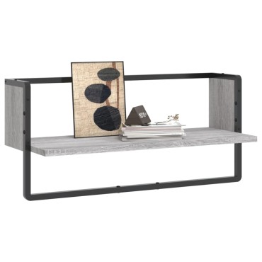 vidaXL Ράφι Τοίχου με Μπάρα Γκρι Sonoma 65x25x30cm 1 τεμ.