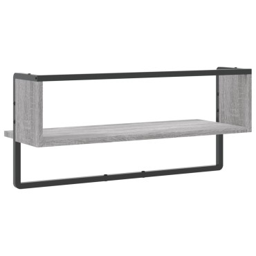 vidaXL Ράφι Τοίχου με Μπάρα Γκρι Sonoma 65x25x30cm 1 τεμ.