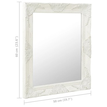 vidaXL Καθρέφτης Τοίχου με Μπαρόκ Στιλ Λευκός 50 x 60 εκ.