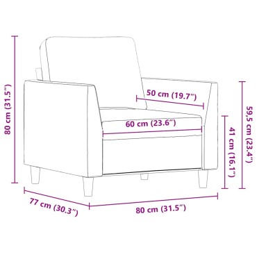vidaXL Πολυθρόνα Μαύρη από Συνθετικό Δέρμα 80x77x80cm 1 τεμ. Γωνιακός