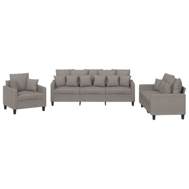vidaXL Σετ Σαλονιού 3 τεμ. Taupe από Ύφασμα 78x77x80cm  Διθέσιος Τριθέσιος