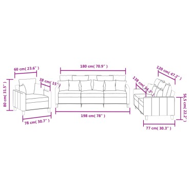 vidaXL Σετ Σαλονιού 3 τεμ. Taupe από Ύφασμα 78x77x80cm  Διθέσιος Τριθέσιος