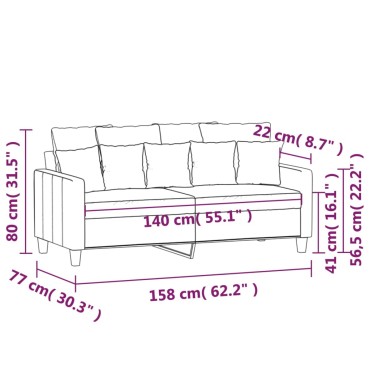 vidaXL Καναπές Διθέσιος Καφέ Υφασμάτινος 158x77x80cm 1 τεμ.