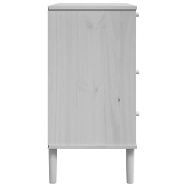 vidaXL Συρταριέρα SENJA Λευκή Όψη Ρατάν 80x40x80cm Μασίφ Ξύλο Πεύκου 1 τεμ.